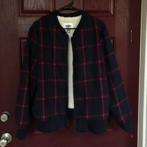Old navy plaid winter coat w/ fuzzy inside
